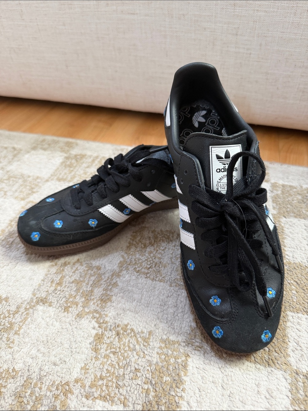 Adidas Sambas with Blue Floral Accents